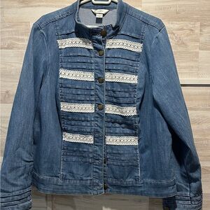 CJ Banks Women's Blue Denim Jacket with Lace Detailing